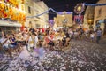 MOSTA, MALTA - 15 AUG. 2016: The Mosta festival at night with celebrating maltese people